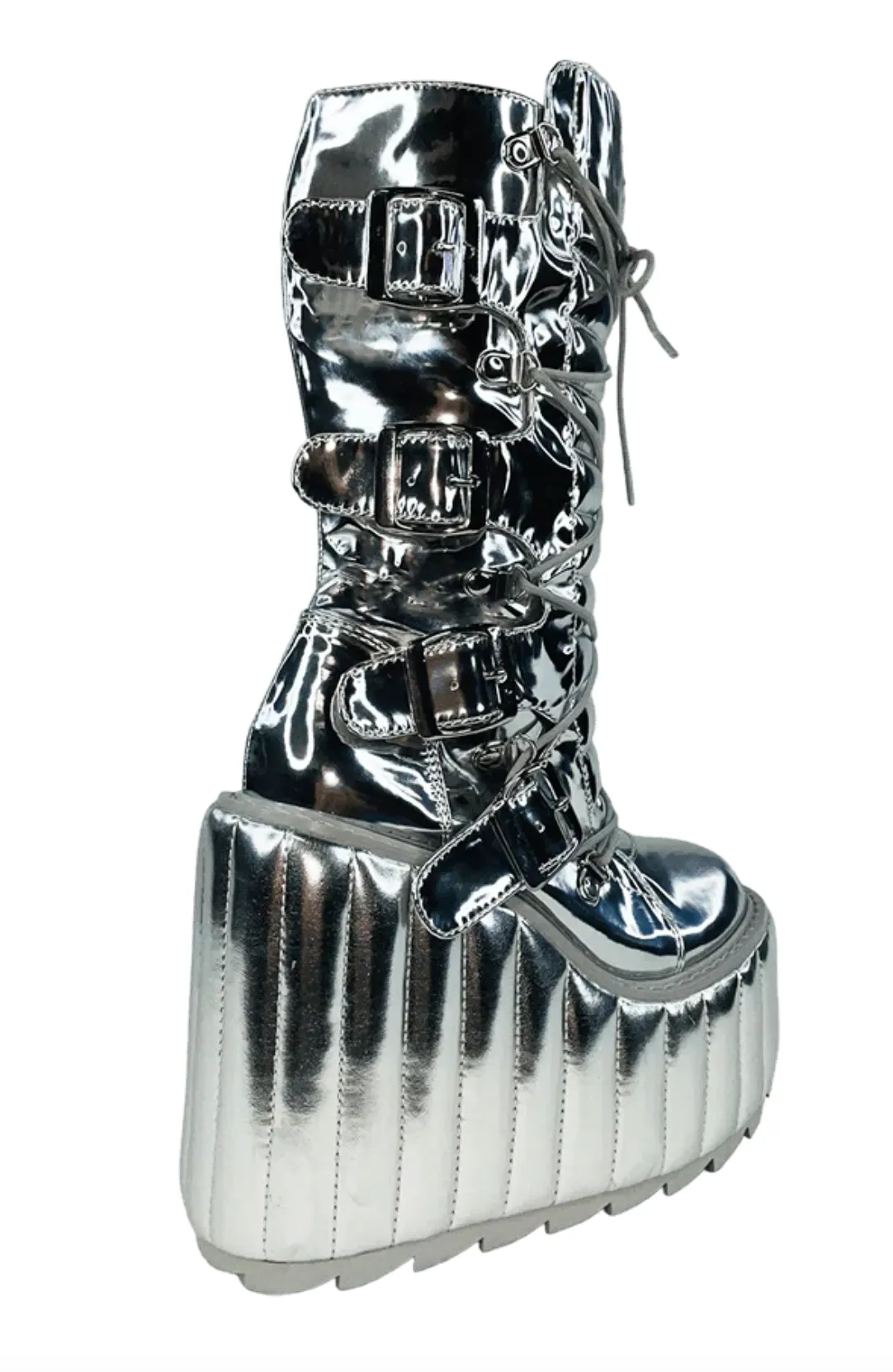 YRU Shoes Dune Moto Platform Metallic Silver